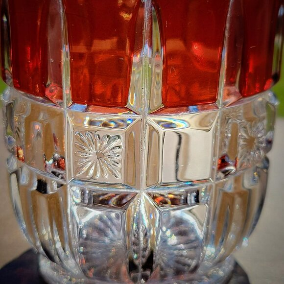 Antique EAPG Glass Creamer Tarentum Glass Block & Star Ruby Stained c.1910 USA - Picture 7 of 10